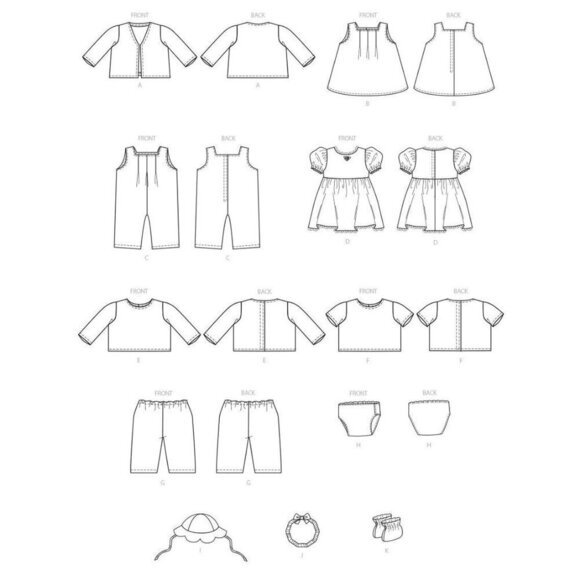 Kwik Sew Sewing Pattern 4283 10838 Baby Doll Clothes 11" to 16" - Picture 2 of 3